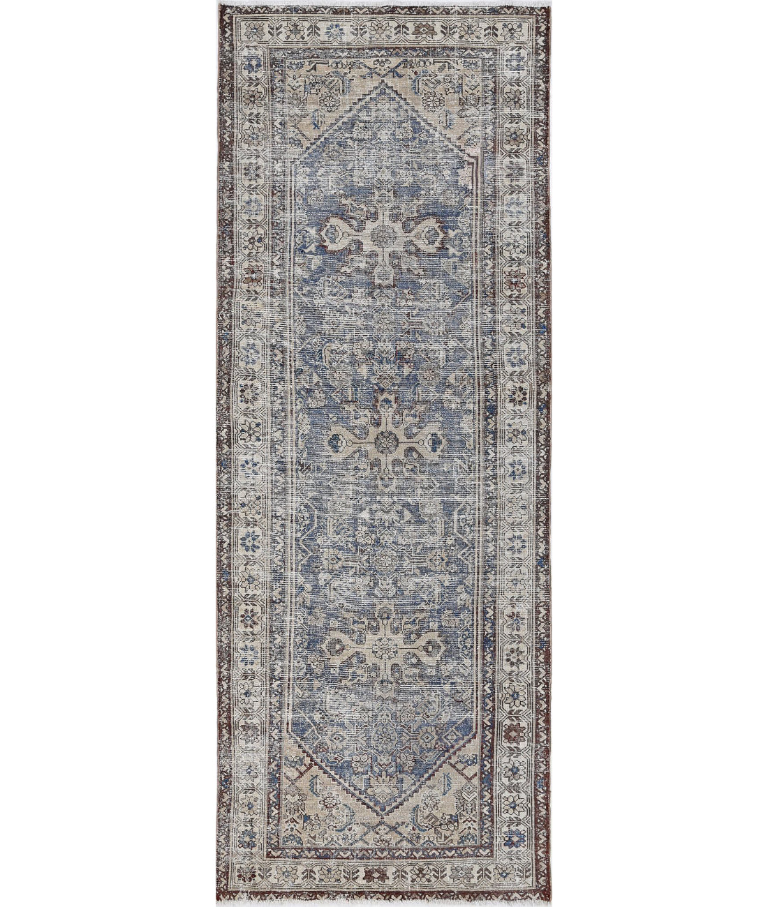 Vintage 3'7'' X 9'8'' Hand-Knotted Wool Rug 3'7'' x 9'8'' (108 X 290) / Taupe / Ivory