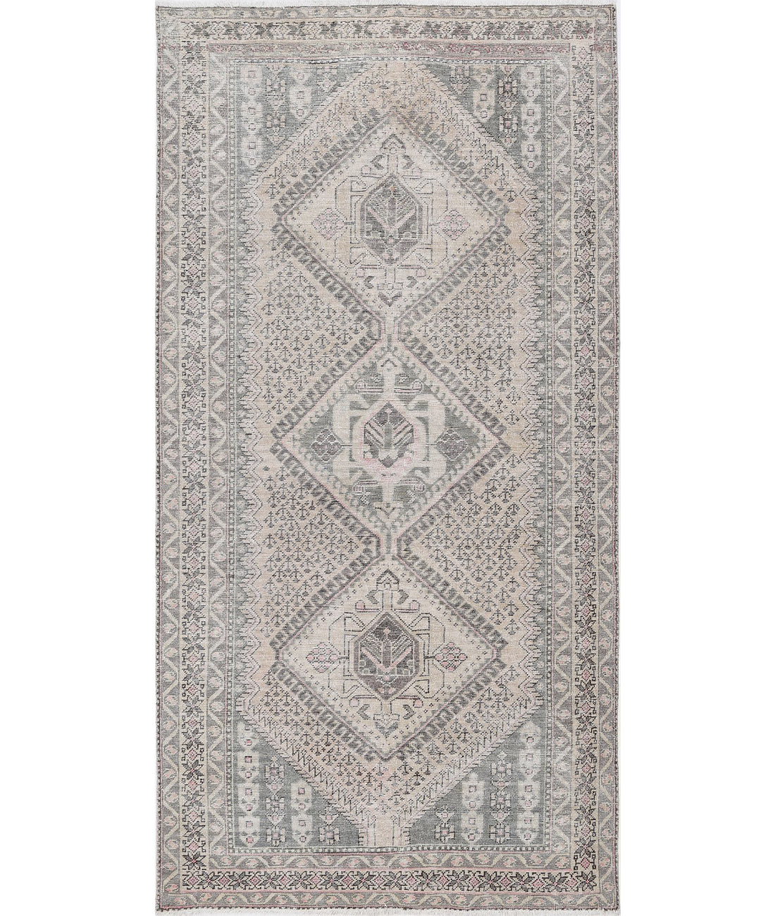 Vintage 4'10'' X 9'9'' Hand-Knotted Wool Rug 4'10'' x 9'9'' (145 X 293) / Ivory / Grey