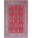 Hereke 5'0'' X 7'9'' Hand-Knotted Art Silk Rug 5'0'' x 7'9'' (150 X 233) / Red / Grey