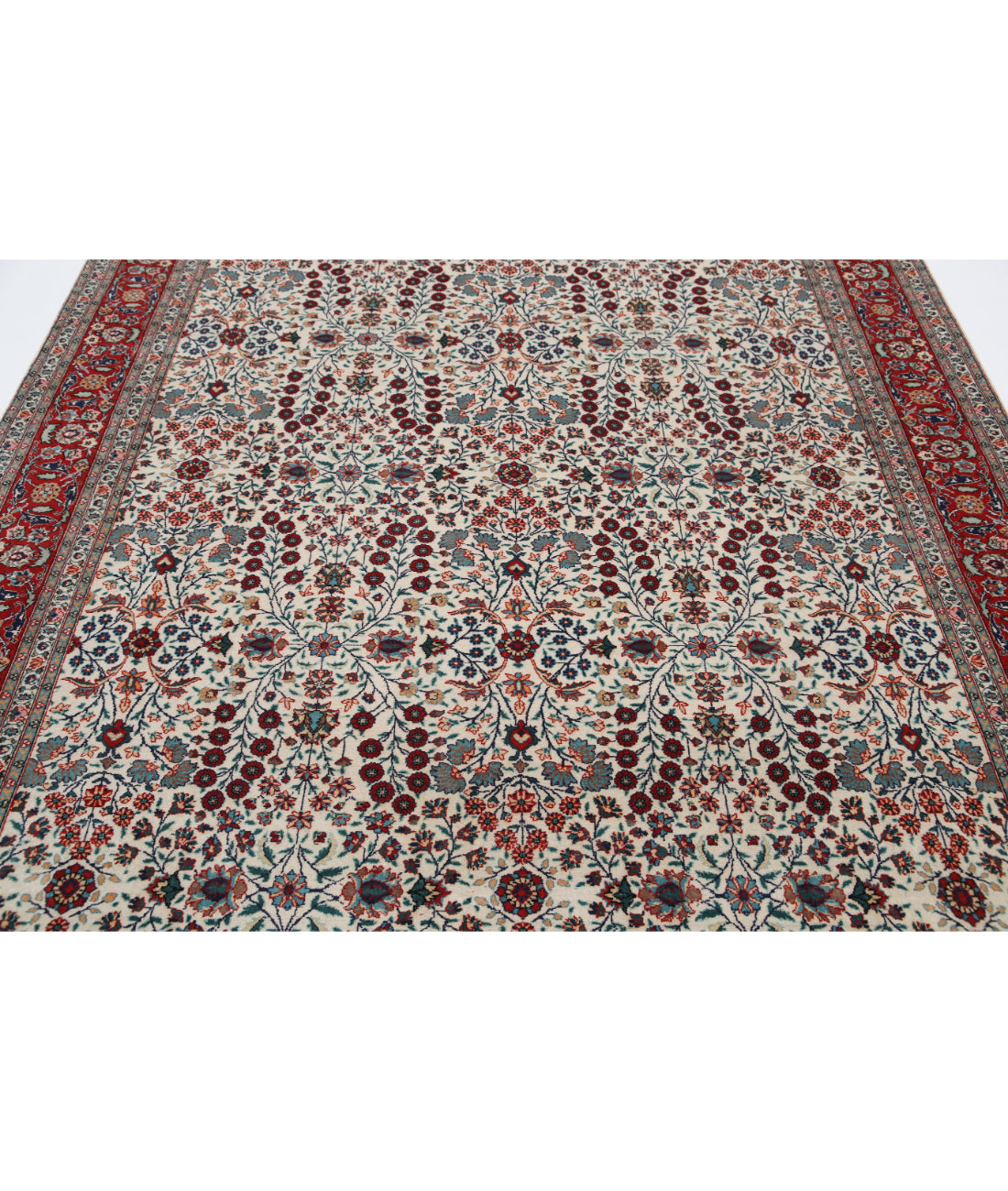 Hereke 7'1'' X 9'9'' Hand-Knotted Wool Rug 7'1'' x 9'9'' (213 X 293) / Ivory / Red