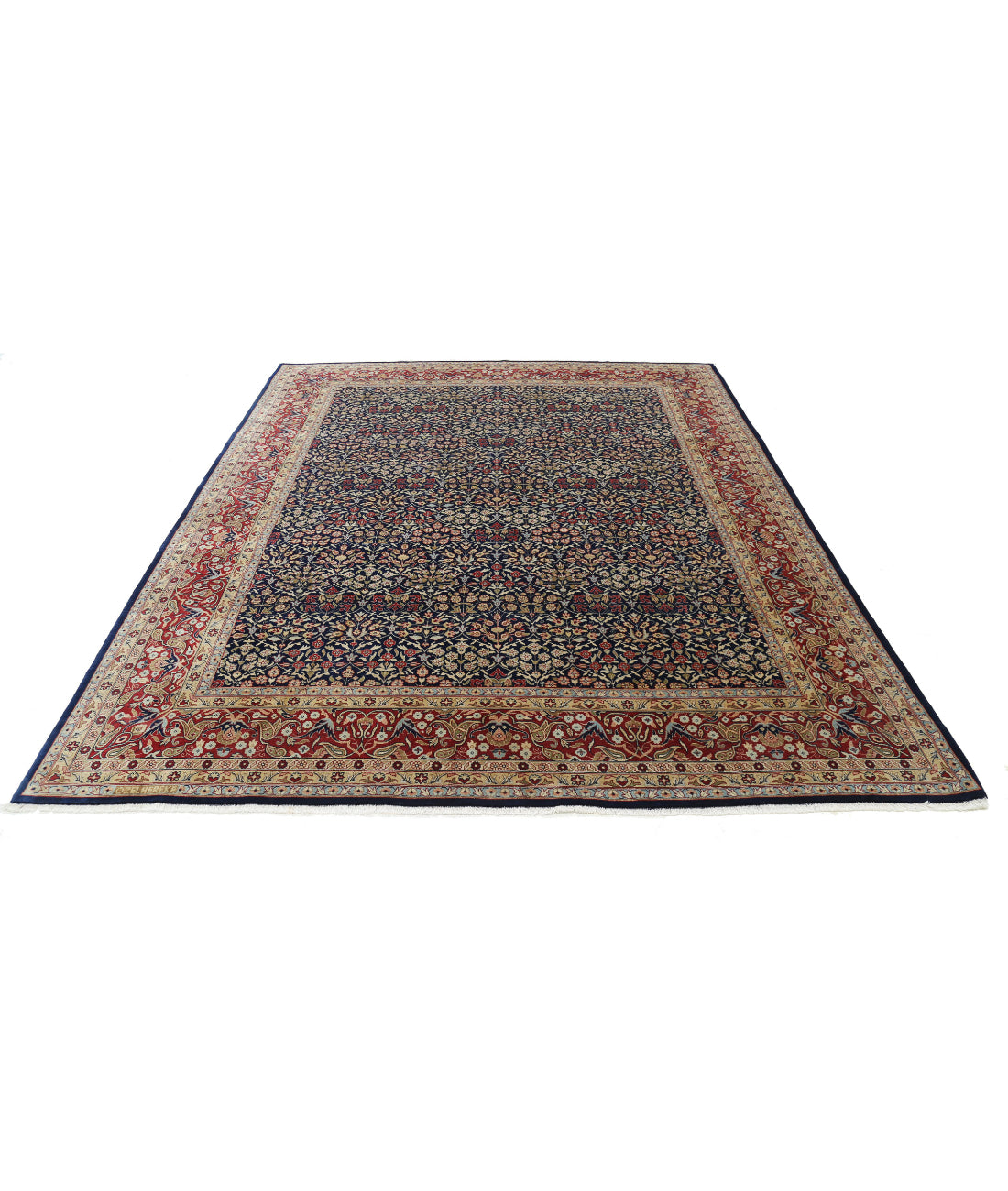 Hereke 8'0'' X 9'9'' Hand-Knotted Wool Rug 8'0'' x 9'9'' (240 X 293) / Blue / Red