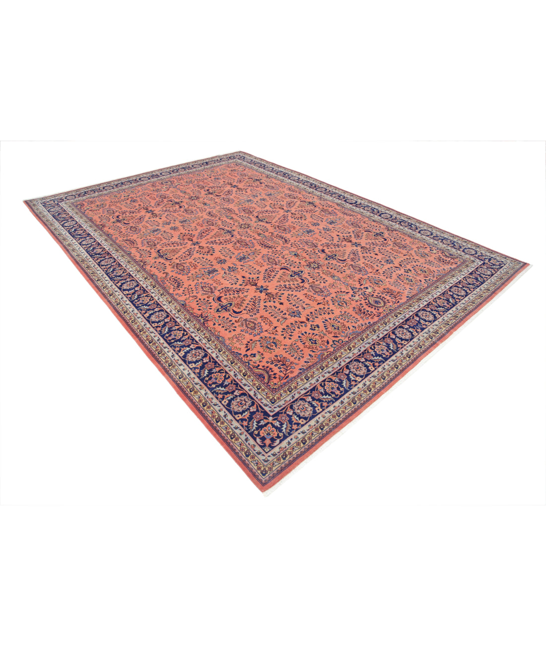 Heritage 8' 3" X 11' 5" Hand-Knotted Wool Rug 8' 3" X 11' 5" (251 X 348) / Pink / Blue