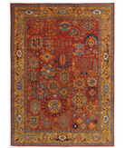 Hand Knotted Nomadic Caucasian Humna Wool Rug - 9'11'' x 13'7'' 9' 11" X 13' 7" ( 302 X 414 ) / Red / Gold