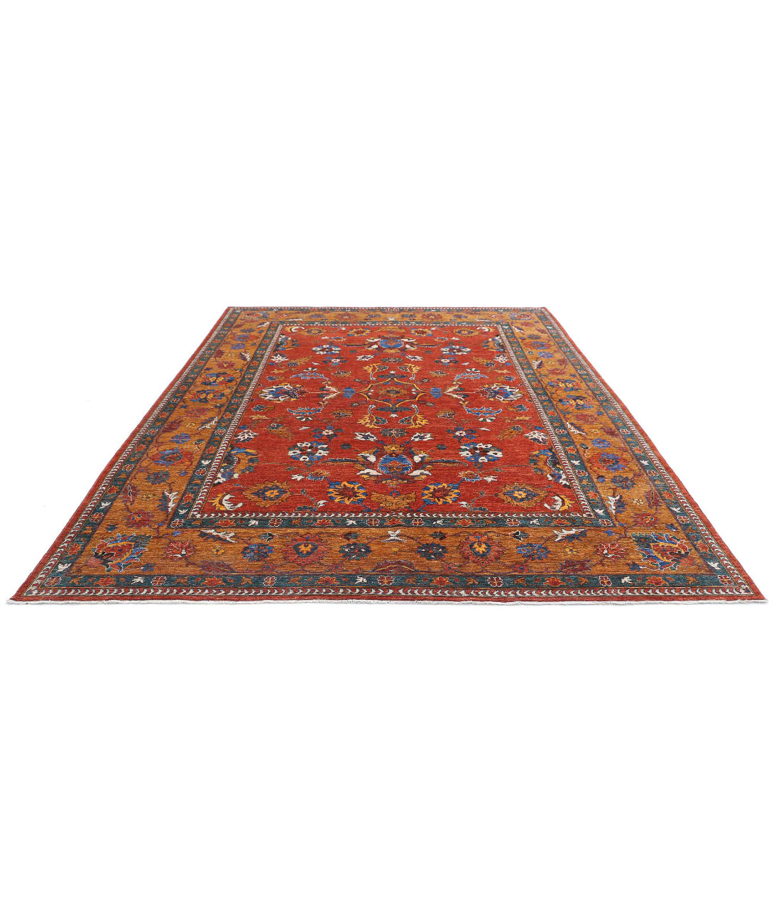 Humna 8'10'' X 11'8'' Hand-Knotted Wool Rug 8'10'' x 11'8'' (265 X 350) / Rust / Gold