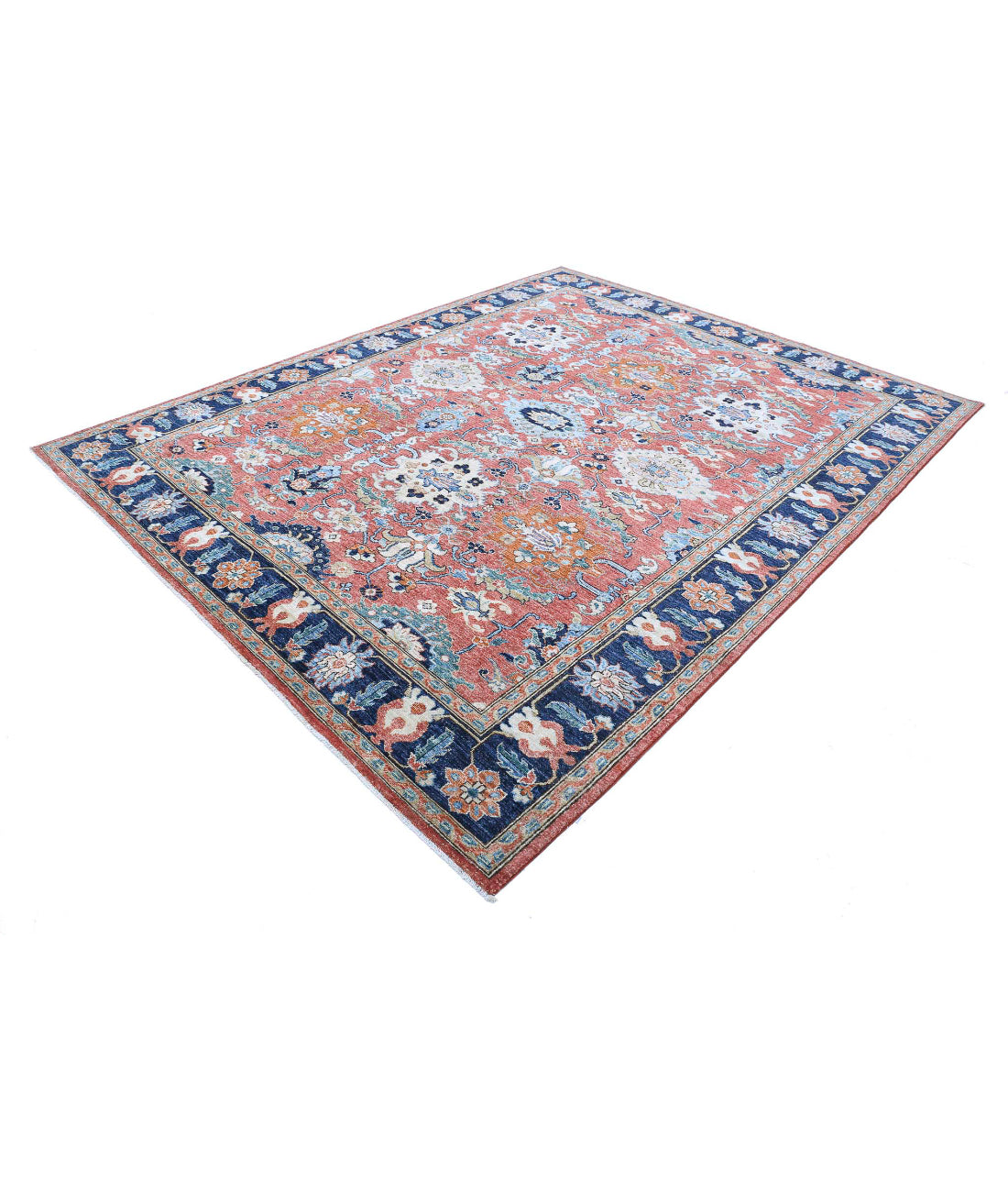 Humna 7'10'' X 9'10'' Hand-Knotted Wool Rug 7'10'' x 9'10'' (235 X 295) / Red / Blue