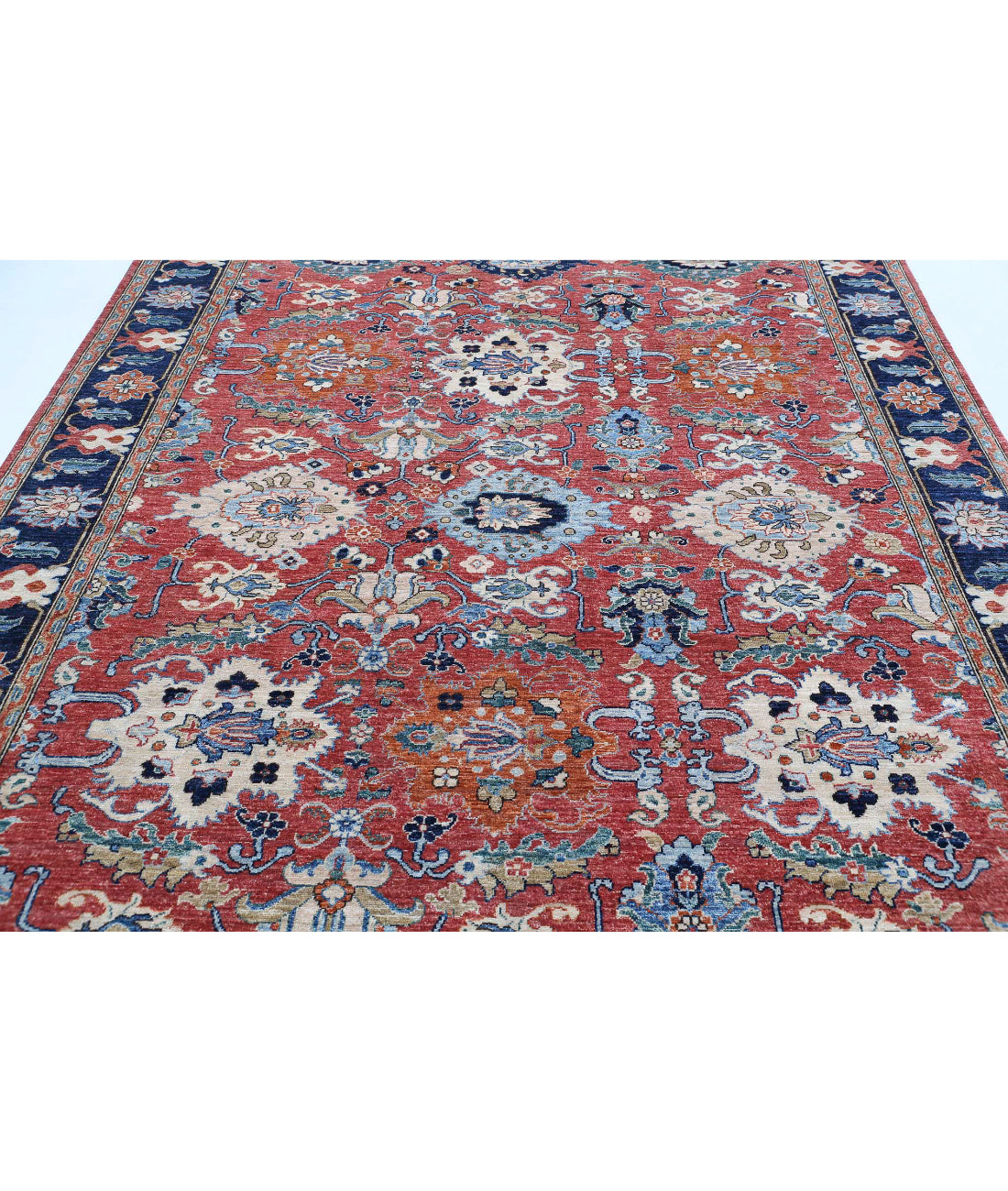 Humna 7'10'' X 9'10'' Hand-Knotted Wool Rug 7'10'' x 9'10'' (235 X 295) / Red / Blue