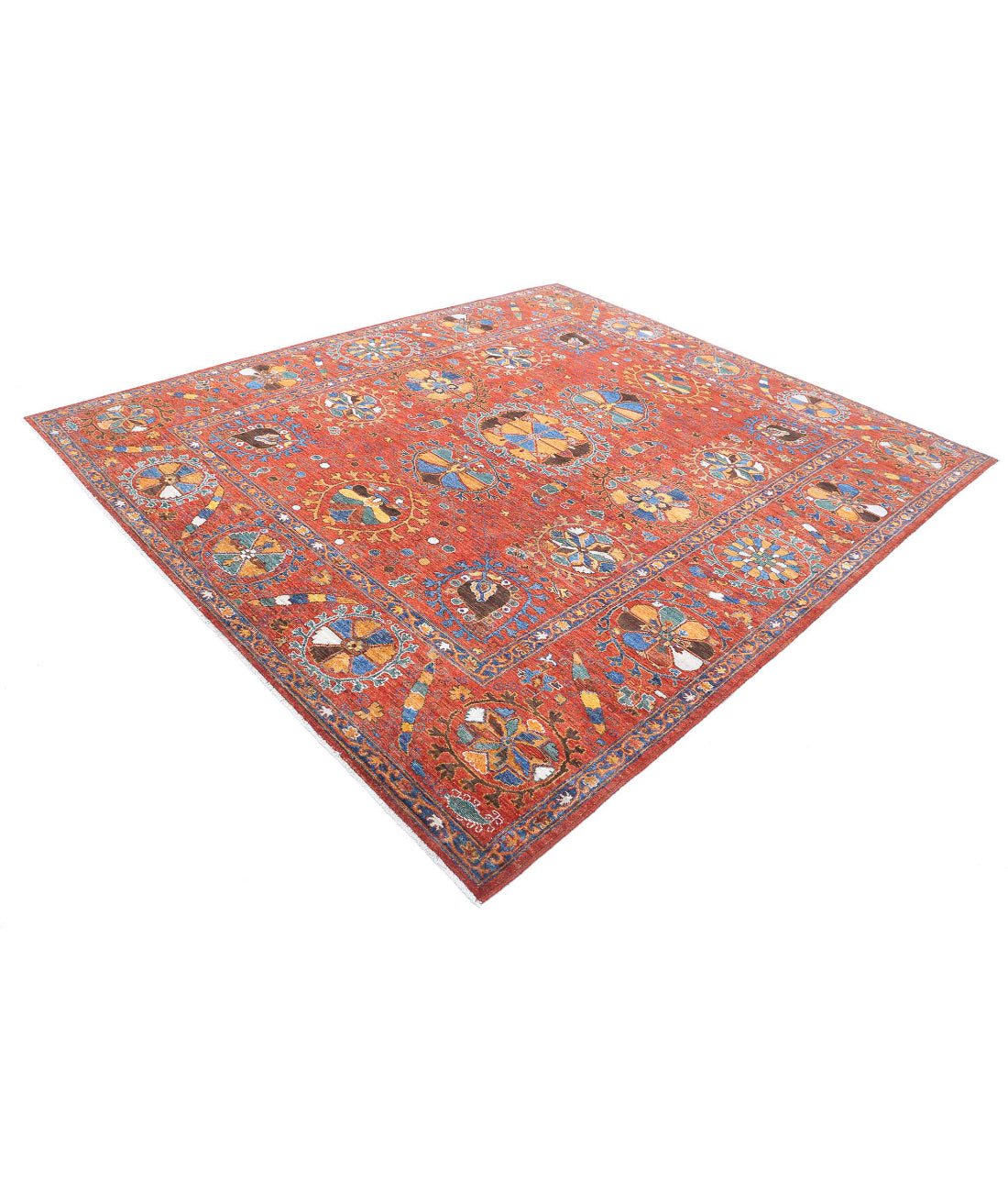 Humna 8'4'' X 9'7'' Hand-Knotted Wool Rug 8'4'' x 9'7'' (250 X 288) / Red / Red