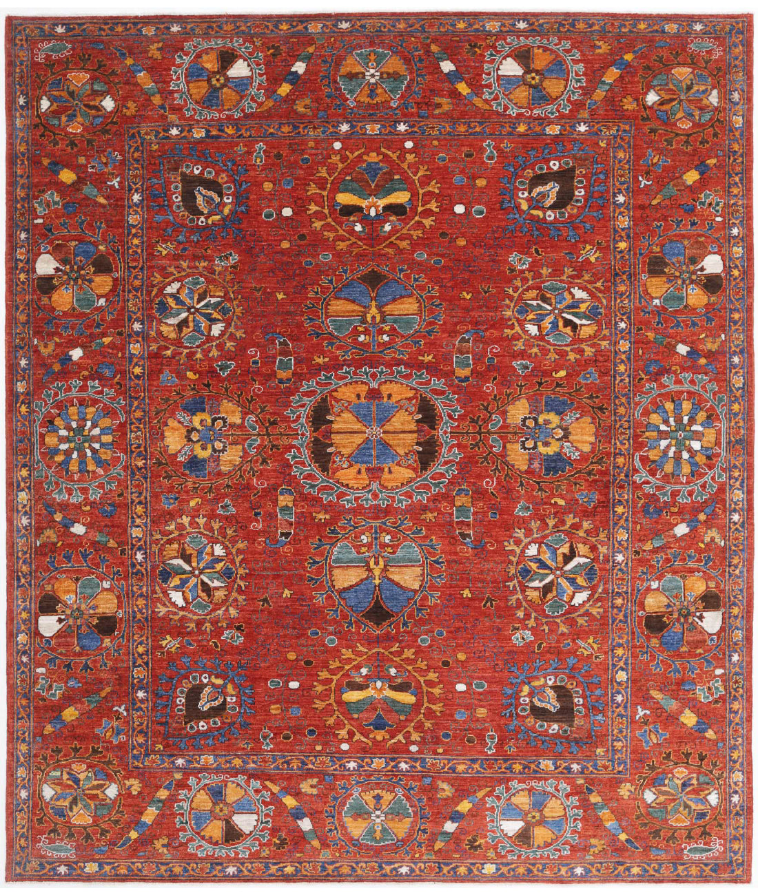 Humna 8'4'' X 9'7'' Hand-Knotted Wool Rug 8'4'' x 9'7'' (250 X 288) / Red / Red