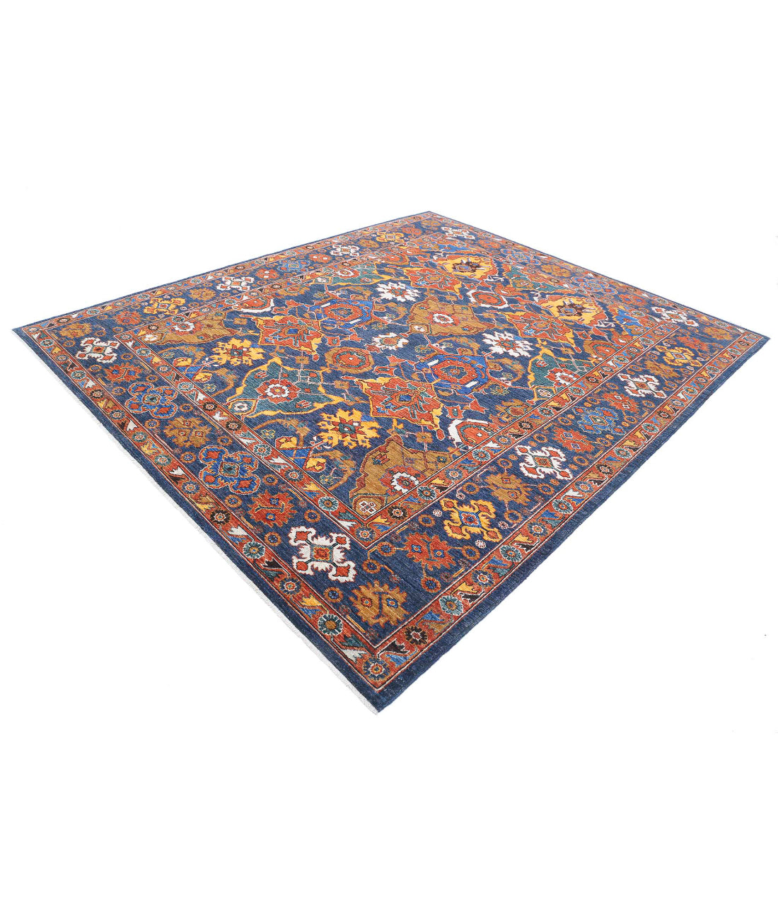 Humna 8'3'' X 9'11'' Hand-Knotted Wool Rug 8'3'' x 9'11'' (248 X 298) / Blue / Red