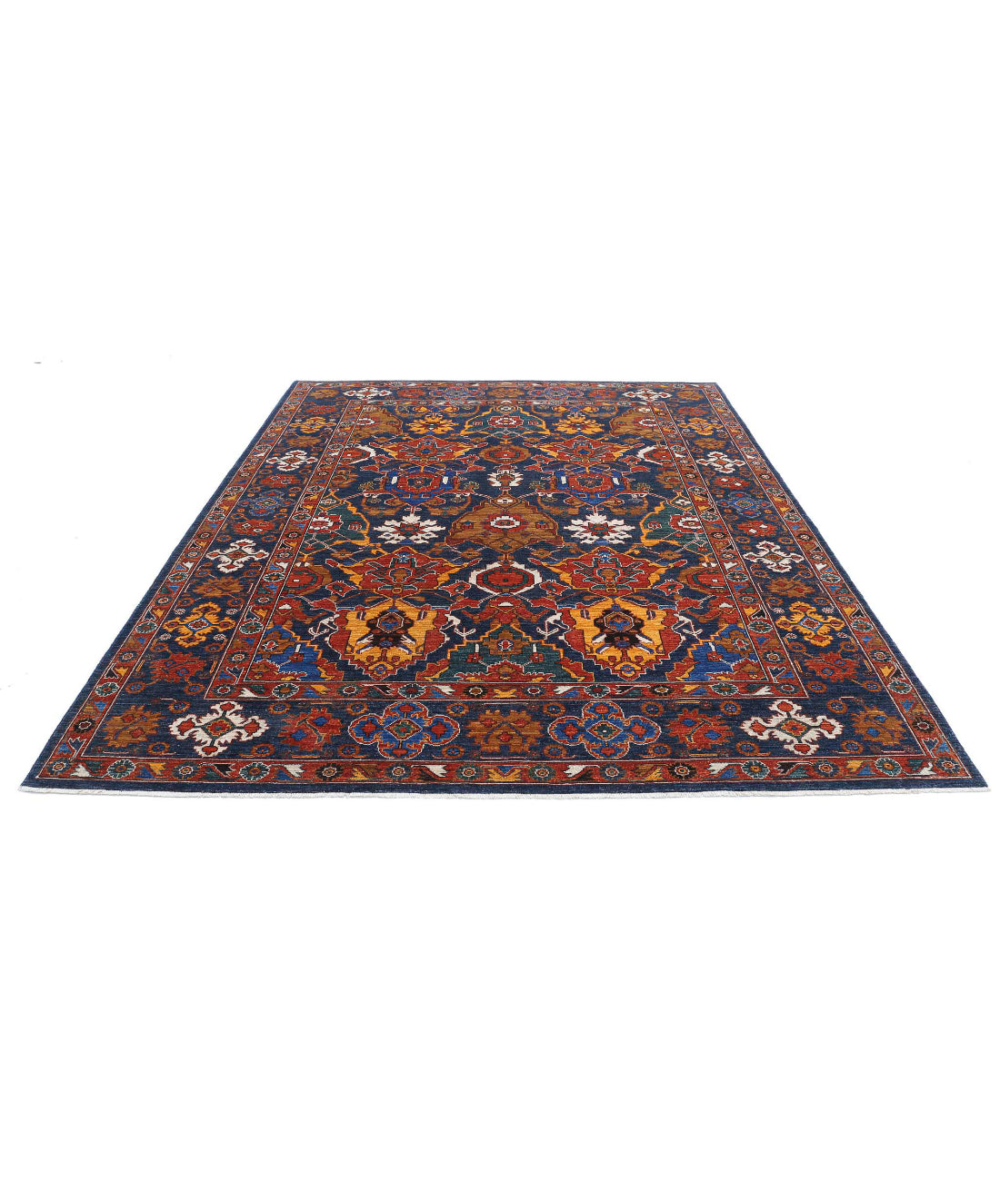 Humna 8'3'' X 9'11'' Hand-Knotted Wool Rug 8'3'' x 9'11'' (248 X 298) / Blue / Red