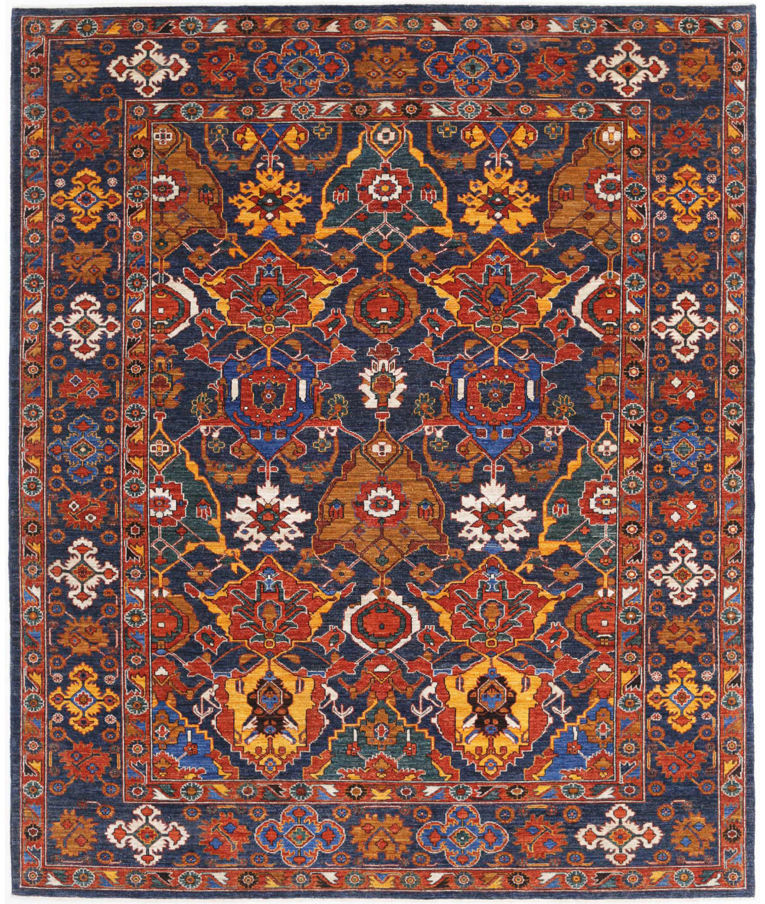 Humna 8'3'' X 9'11'' Hand-Knotted Wool Rug 8'3'' x 9'11'' (248 X 298) / Blue / Red