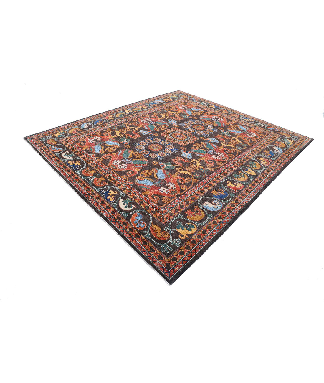 Humna 8'3'' X 9'7'' Hand-Knotted Wool Rug 8'3'' x 9'7'' (248 X 288) / Brown / Red