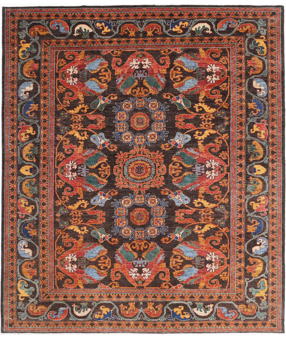 Humna 8'3'' X 9'7'' Hand-Knotted Wool Rug 8'3'' x 9'7'' (248 X 288) / Brown / Red