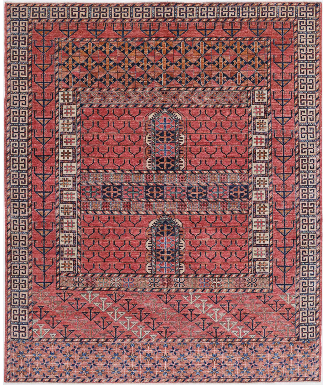 Humna 8'2'' X 9'9'' Hand-Knotted Wool Rug 8'2'' x 9'9'' (245 X 293) / Pink / Multi