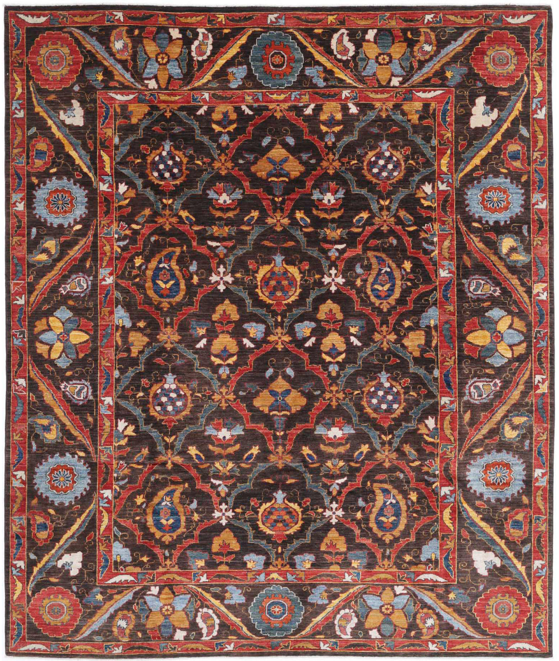 Humna 8'1'' X 9'8'' Hand-Knotted Wool Rug 8'1'' x 9'8'' (243 X 290) / Brown / Brown