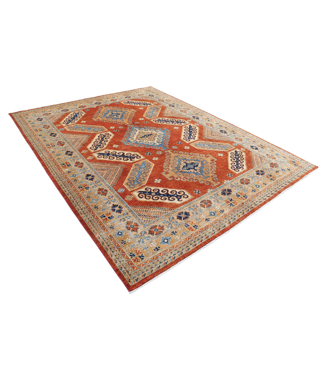 Humna 7'10'' X 9'11'' Hand-Knotted Wool Rug 7'10'' x 9'11'' (235 X 298) / Rust / Ivory