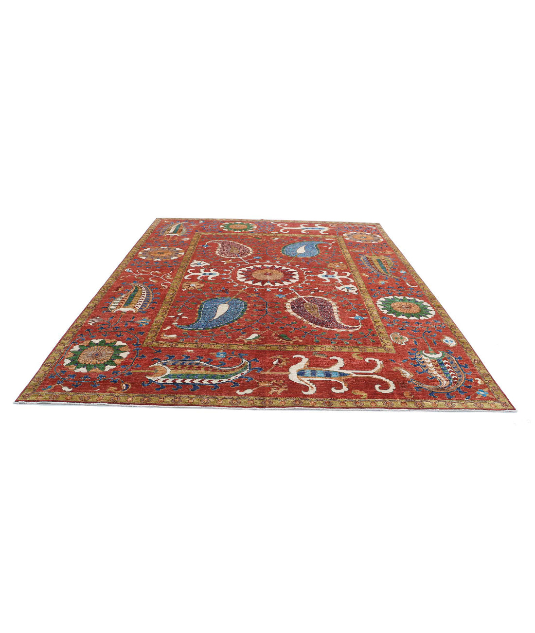 Humna 9'1'' X 10'7'' Hand-Knotted Wool Rug 9'1'' x 10'7'' (273 X 318) / Red / N/A