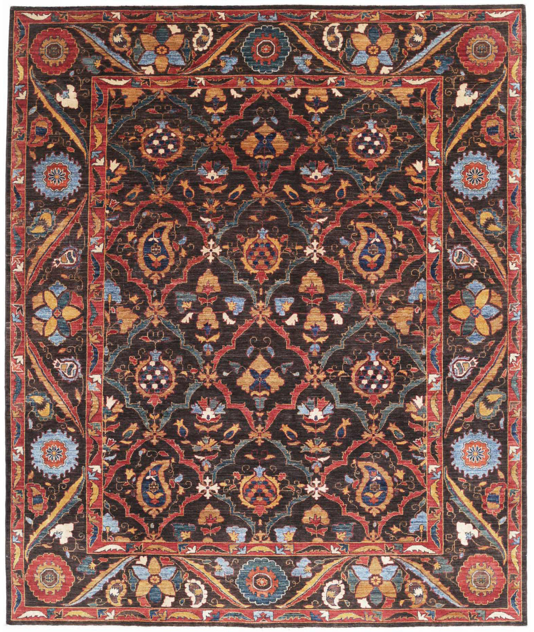 Humna 8'2'' X 9'9'' Hand-Knotted Wool Rug 8'2'' x 9'9'' (245 X 293) / Brown / Rust