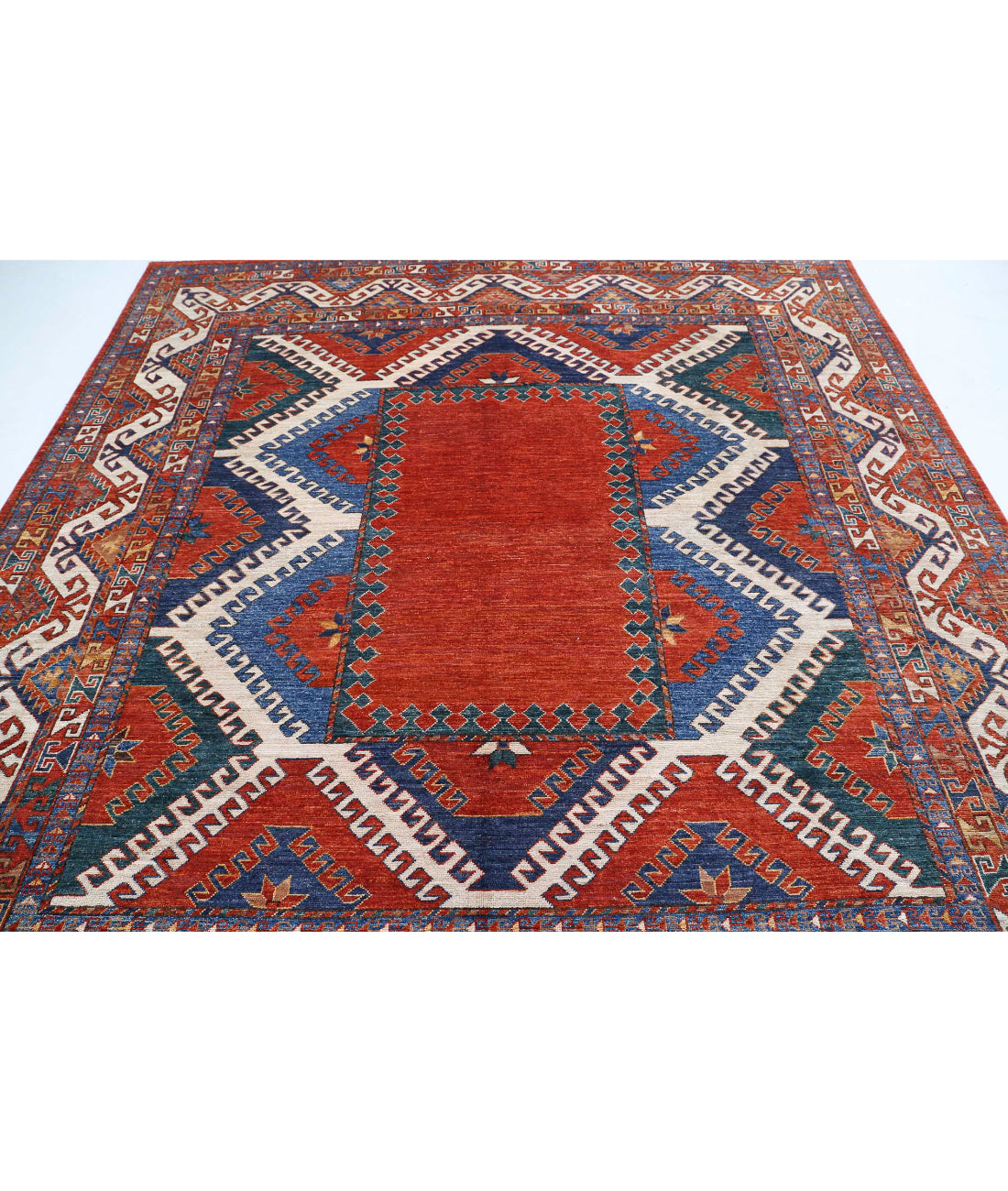 Humna 8'8'' X 9'2'' Hand-Knotted Wool Rug 8'8'' x 9'2'' (260 X 275) / Rust / Ivory