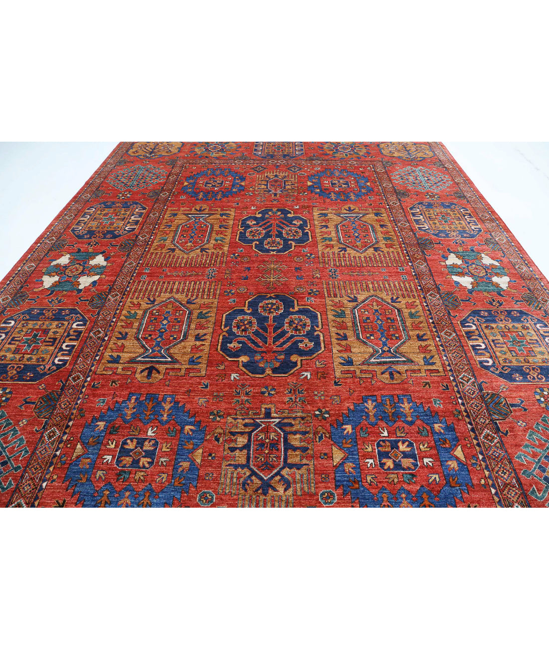 Humna 10'3'' X 14'4'' Hand-Knotted Wool Rug 10'3'' x 14'4'' (308 X 430) / Red / Blue