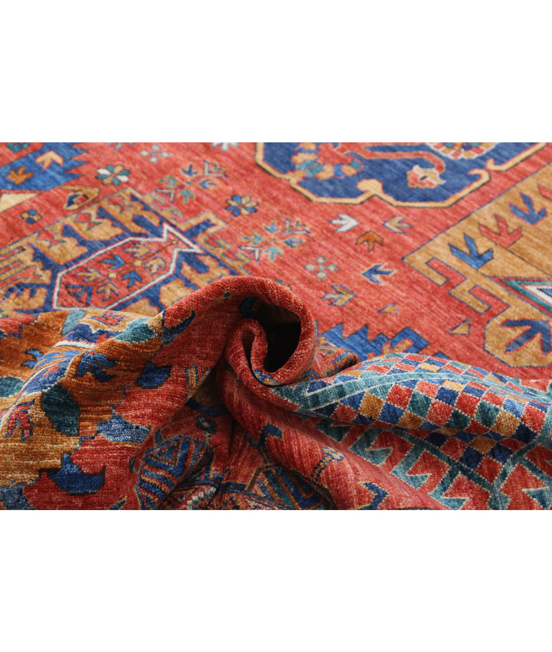 Humna 10'3'' X 14'4'' Hand-Knotted Wool Rug 10'3'' x 14'4'' (308 X 430) / Red / Blue