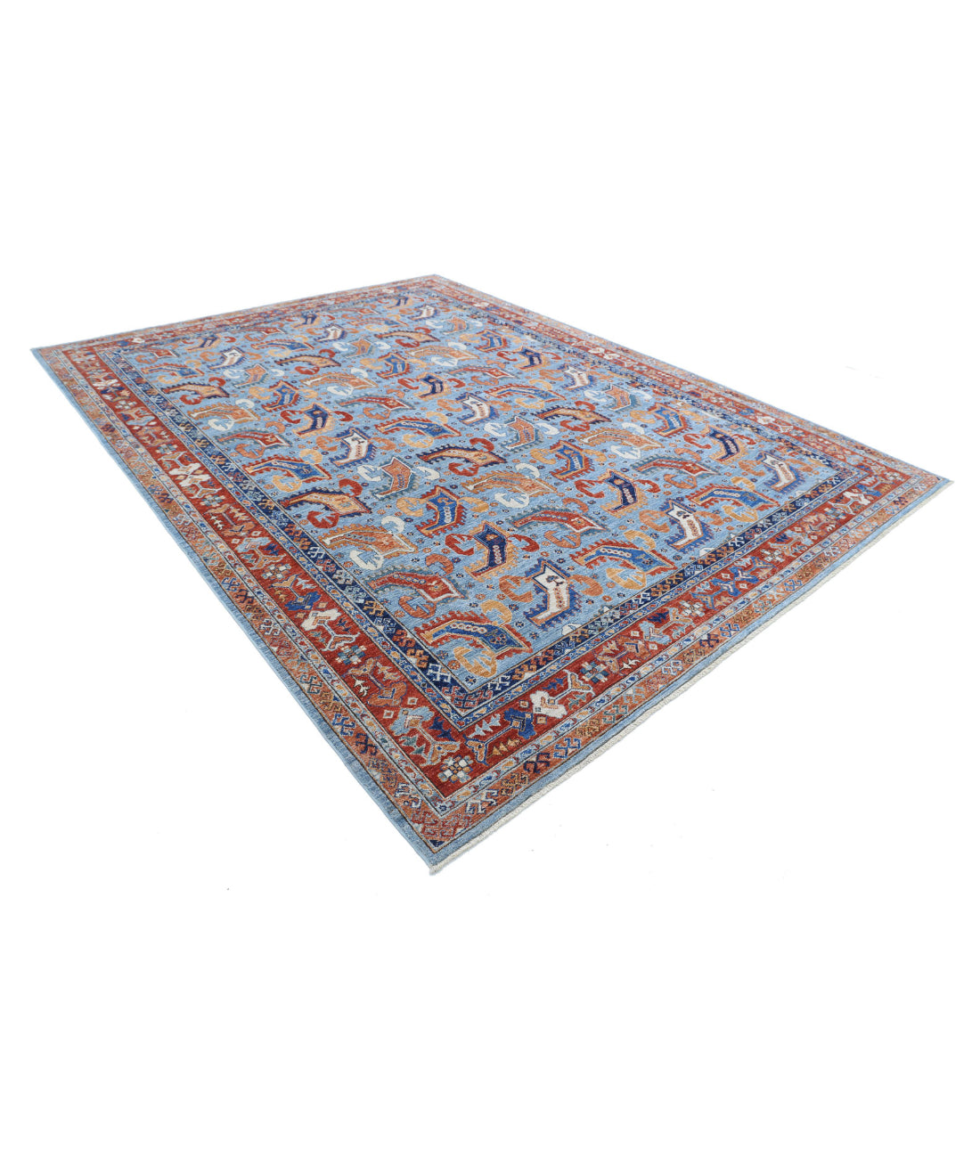 Humna 8'10'' X 11'10'' Hand-Knotted Wool Rug 8'10'' x 11'10'' (265 X 355) / Blue / Rust