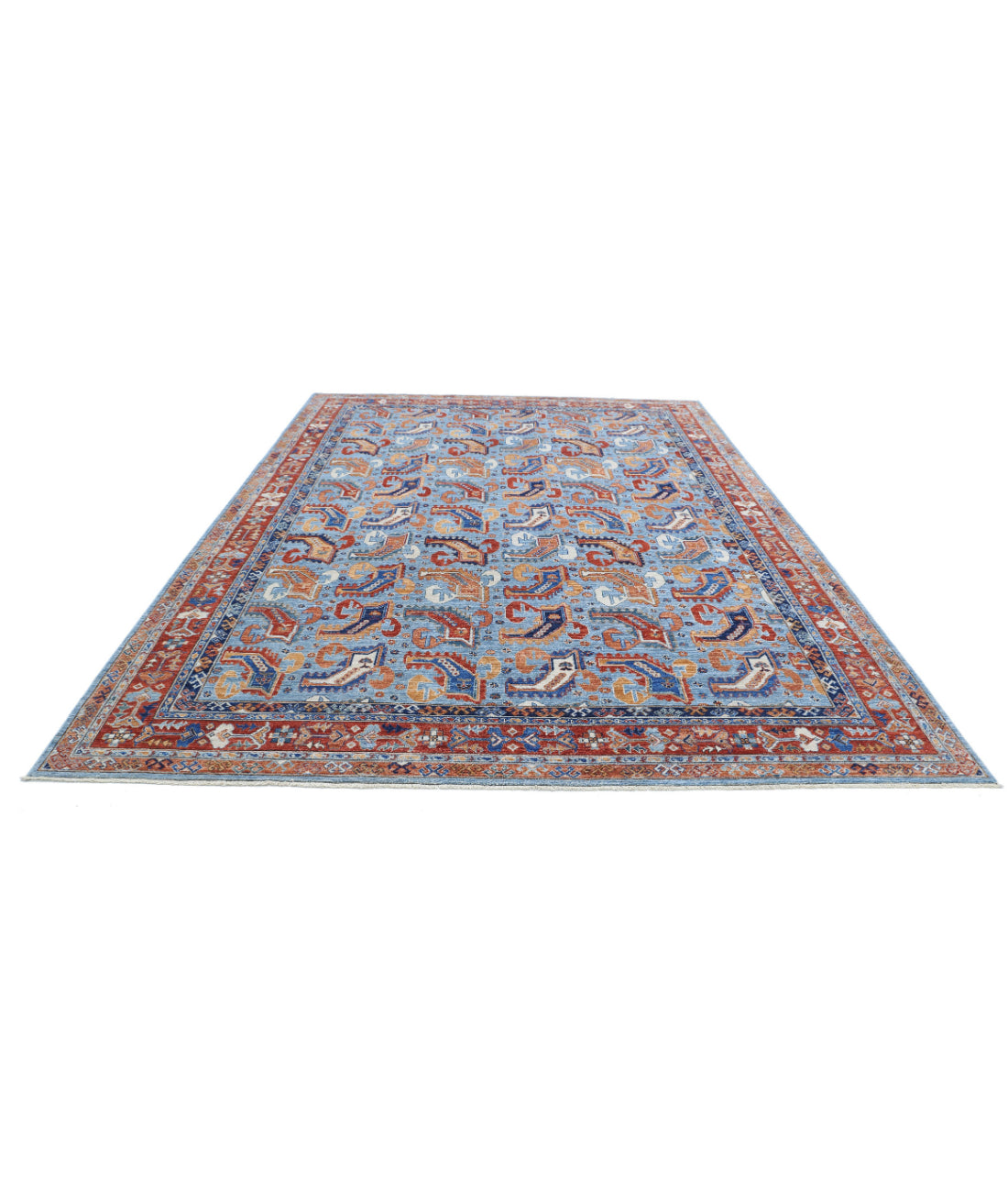 Humna 8'10'' X 11'10'' Hand-Knotted Wool Rug 8'10'' x 11'10'' (265 X 355) / Blue / Rust