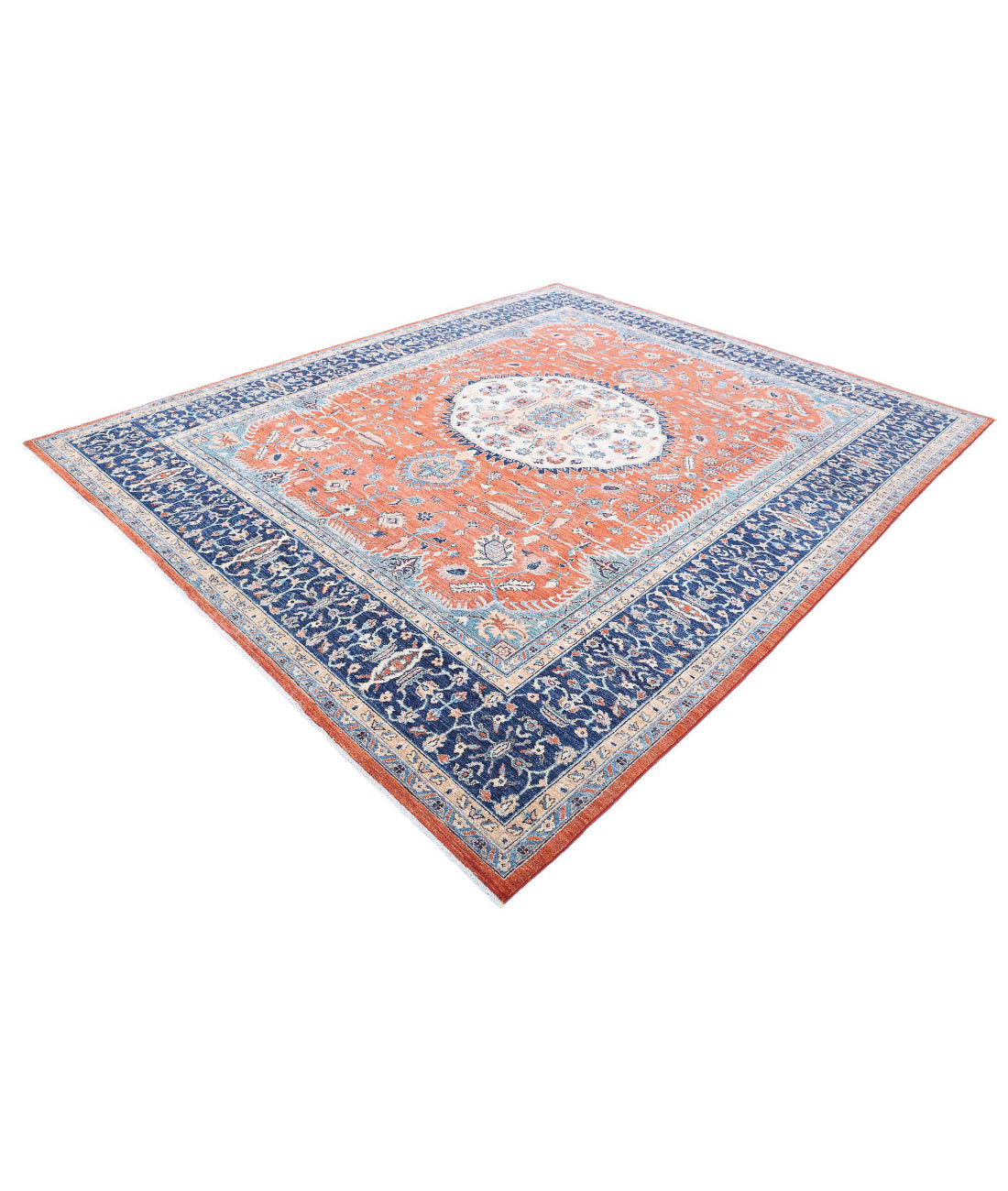 Humna 8'11'' X 10'10'' Hand-Knotted Wool Rug 8'11'' x 10'10'' (268 X 325) / Rust / Blue