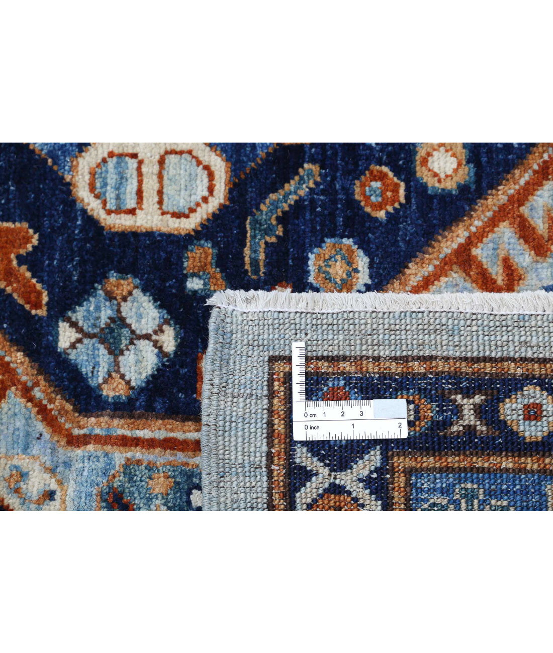 Humna 9'0'' X 12'7'' Hand-Knotted Wool Rug 9'0'' x 12'7'' (270 X 378) / Blue / Rust