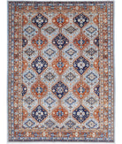 Humna 9'0'' X 12'7'' Hand-Knotted Wool Rug 9'0'' x 12'7'' (270 X 378) / Blue / Rust