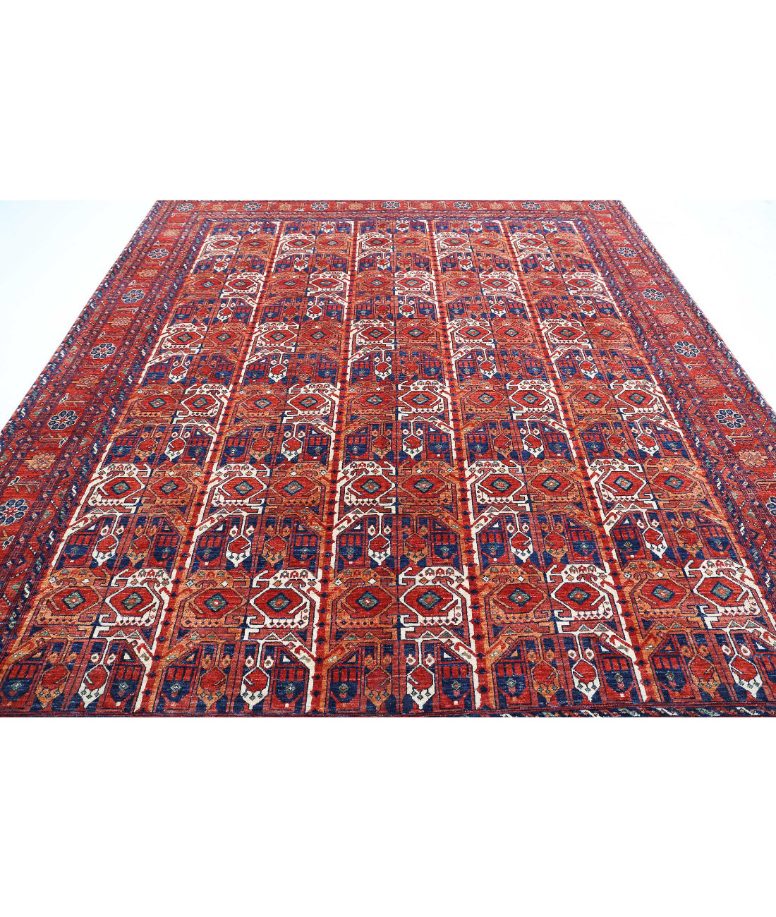 Humna 8'11'' X 11'7'' Hand-Knotted Wool Rug 8'11'' x 11'7'' (268 X 348) / Red / Blue