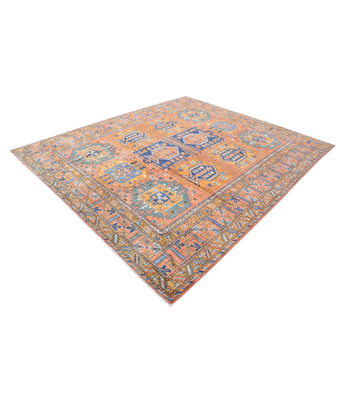 Humna 8'5'' X 9'10'' Hand-Knotted Wool Rug 8'5'' x 9'10'' (253 X 295) / Gold / Red