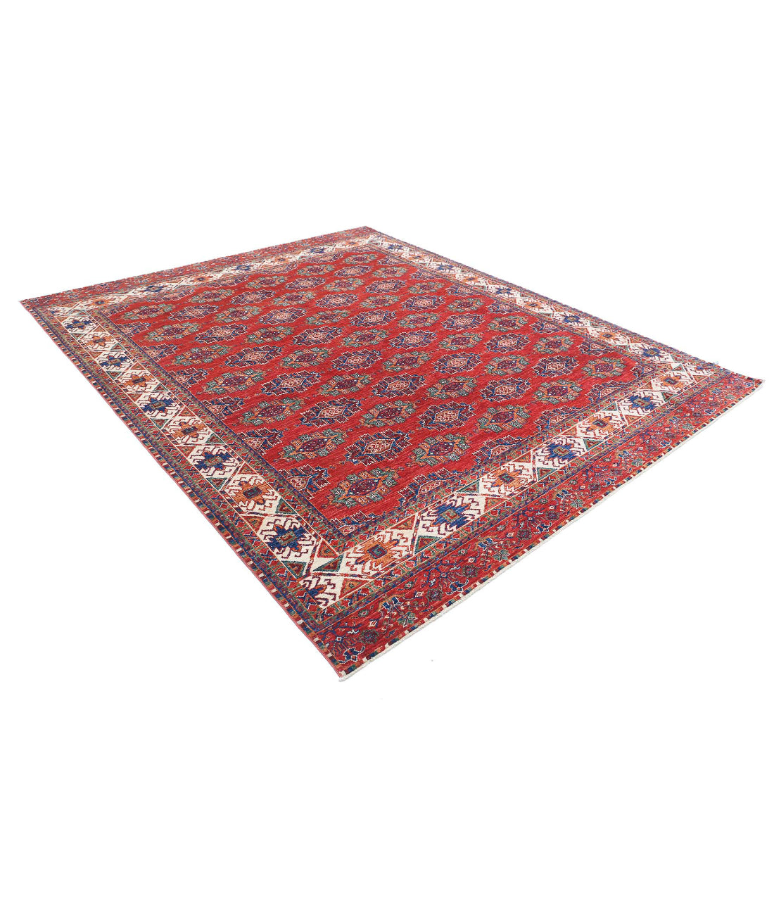 Humna 8'1'' X 9'9'' Hand-Knotted Wool Rug 8'1'' x 9'9'' (243 X 293) / Red / Ivory