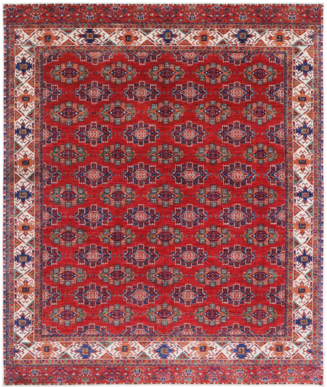 Humna 8'1'' X 9'9'' Hand-Knotted Wool Rug 8'1'' x 9'9'' (243 X 293) / Red / Ivory