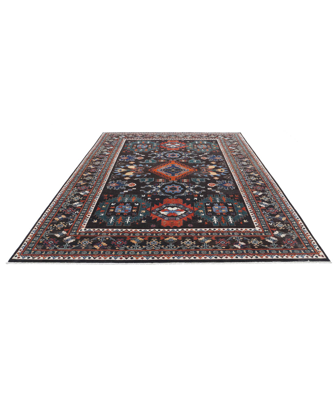 Humna 8'3'' X 10'9'' Hand-Knotted Wool Rug 8'3'' x 10'9'' (248 X 323) / Brown / Blue