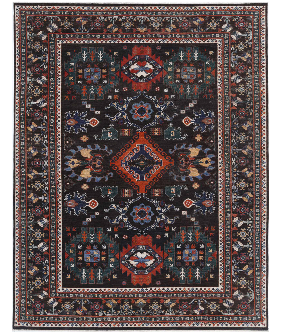 Humna 8'3'' X 10'9'' Hand-Knotted Wool Rug 8'3'' x 10'9'' (248 X 323) / Brown / Blue