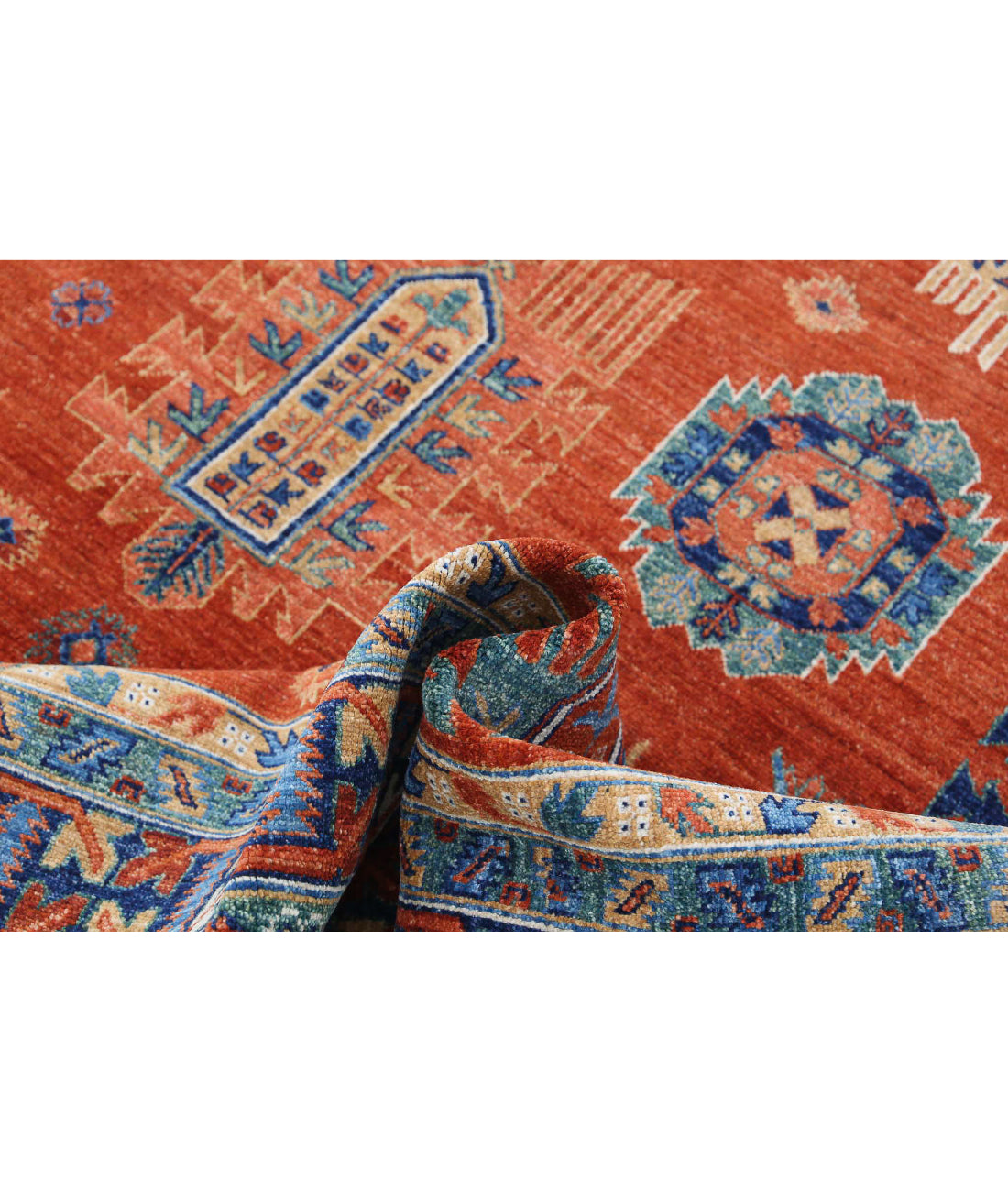 Humna 7'8'' X 9'7'' Hand-Knotted Wool Rug 7'8'' x 9'7'' (230 X 288) / Red / Blue