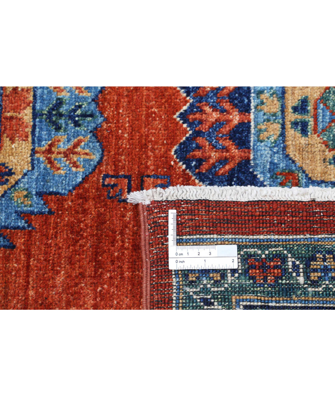 Humna 7'8'' X 9'7'' Hand-Knotted Wool Rug 7'8'' x 9'7'' (230 X 288) / Red / Blue