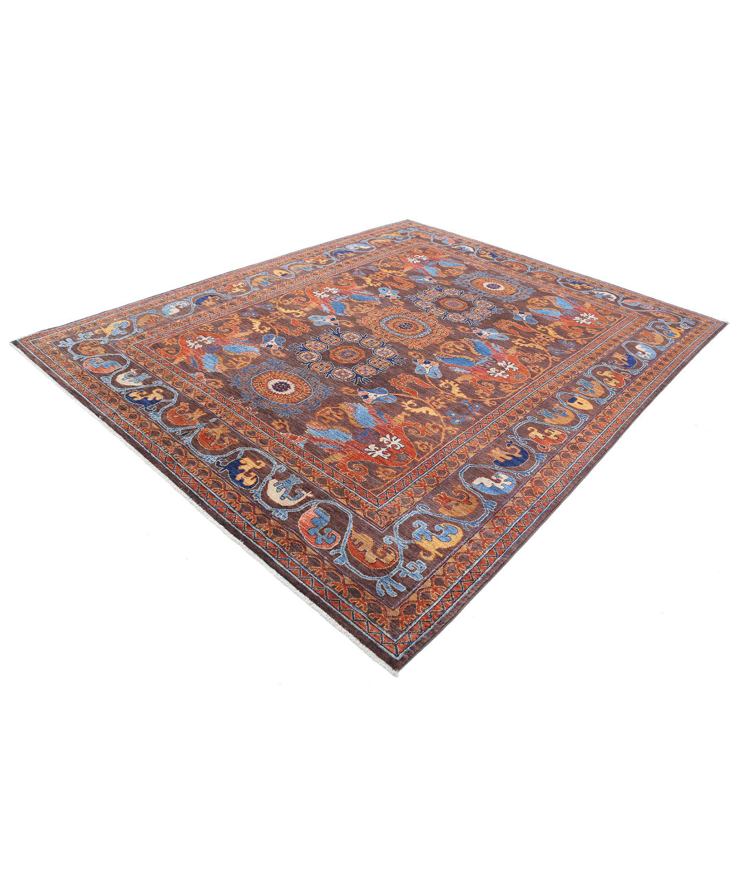 Humna 8'1'' X 9'9'' Hand-Knotted Wool Rug 8'1'' x 9'9'' (243 X 293) / Brown / Rust