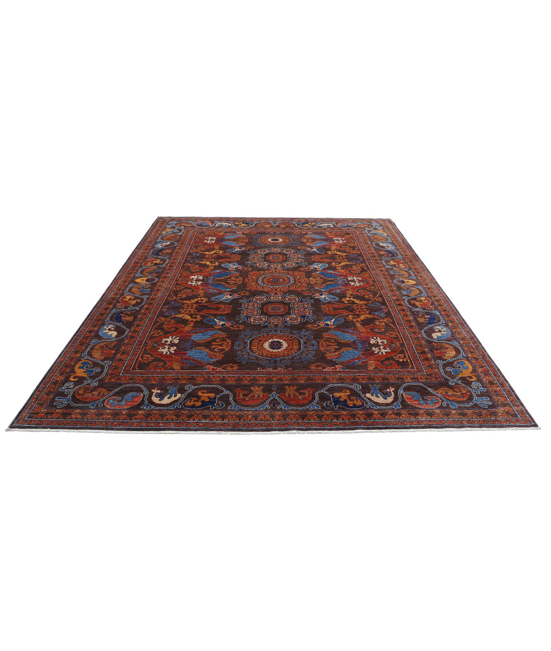 Humna 8'1'' X 9'9'' Hand-Knotted Wool Rug 8'1'' x 9'9'' (243 X 293) / Brown / Rust