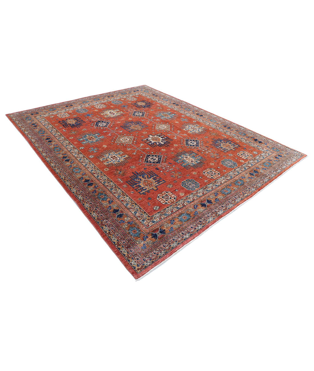 Humna 7'11'' X 9'8'' Hand-Knotted Wool Rug 7'11'' x 9'8'' (238 X 290) / Rust / Gold