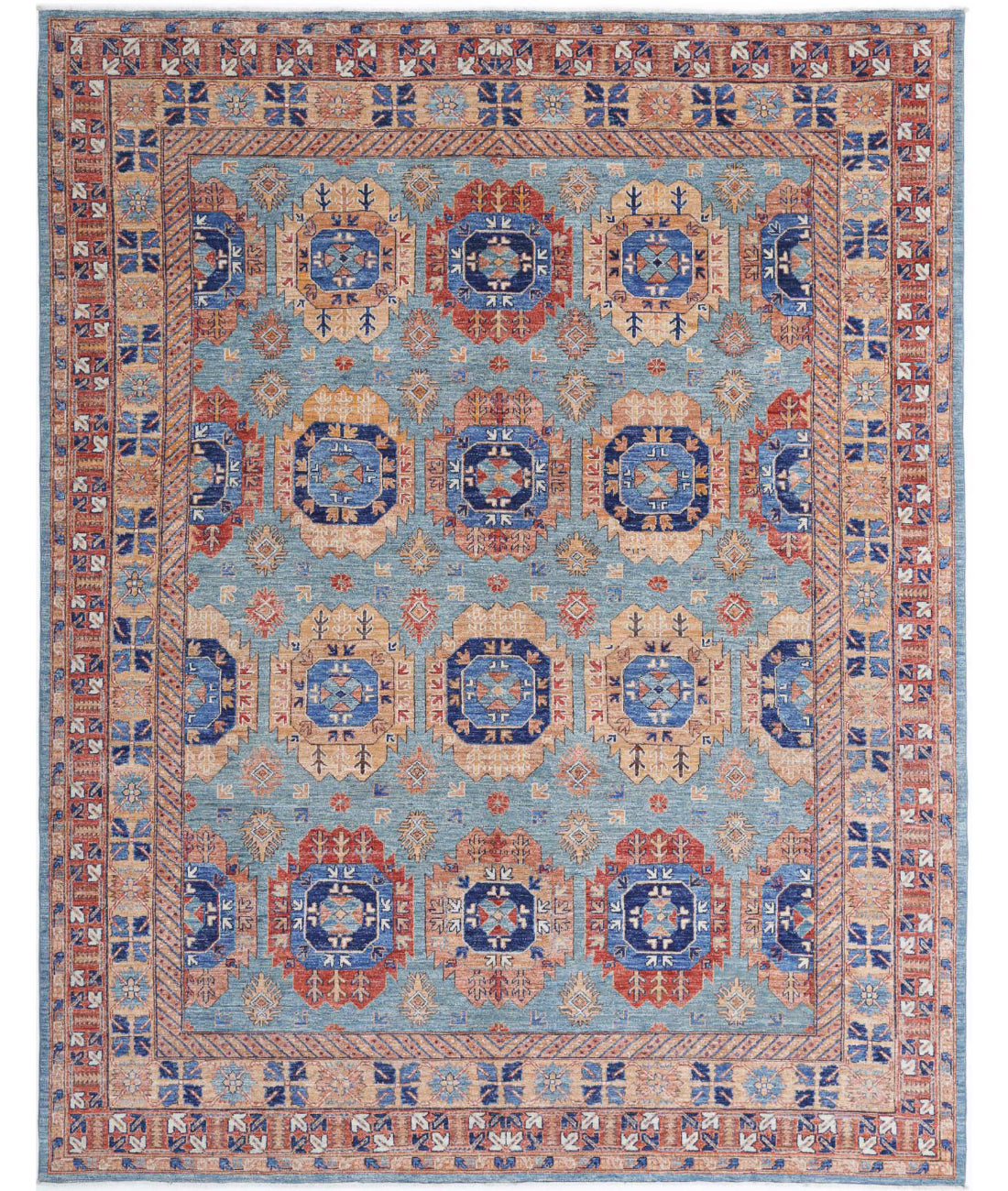 Humna 7'10'' X 9'11'' Hand-Knotted Wool Rug 7'10'' x 9'11'' (235 X 298) / Blue / Gold