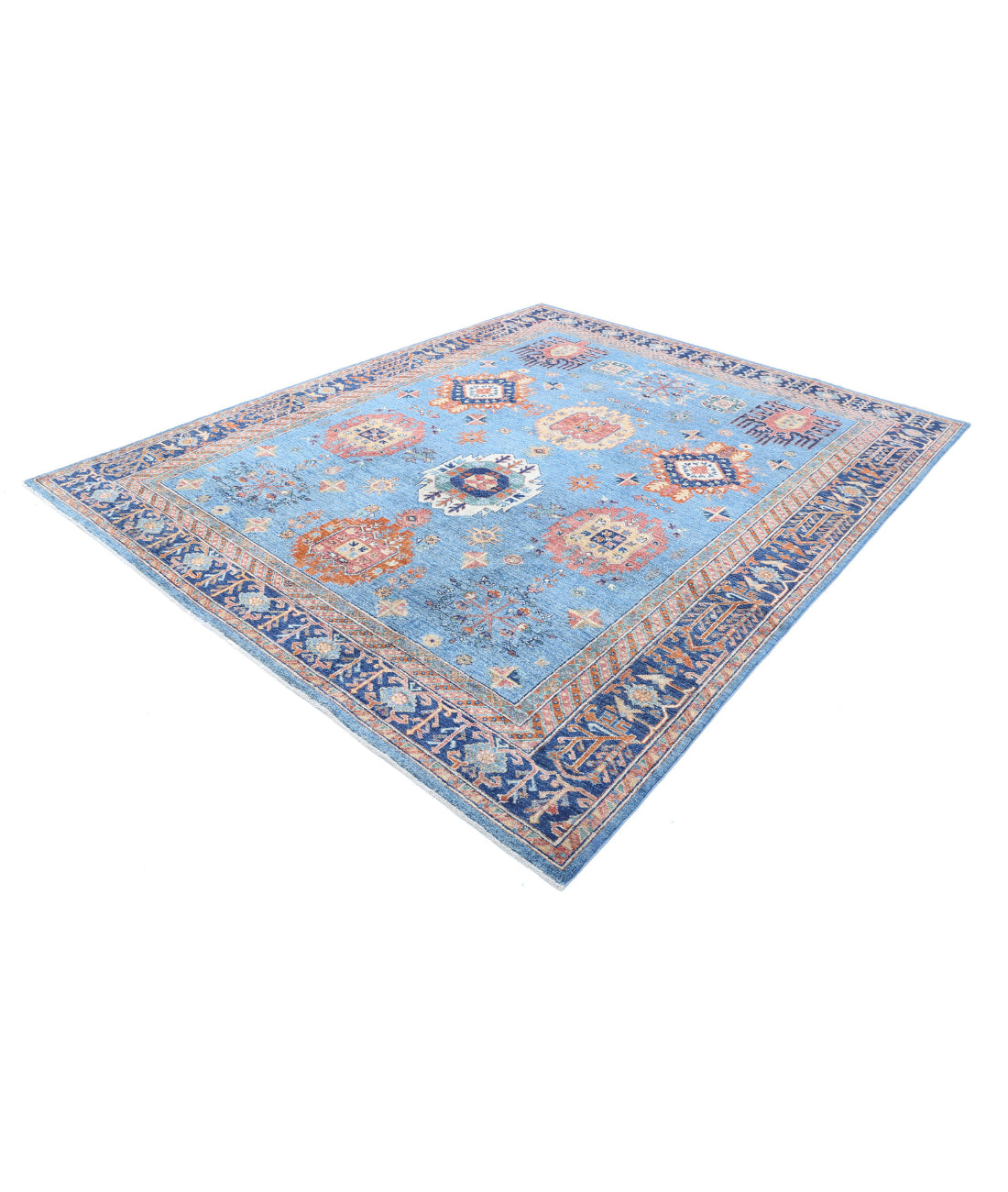 Humna 8'0'' X 9'9'' Hand-Knotted Wool Rug 8'0'' x 9'9'' (240 X 293) / Teal / Blue