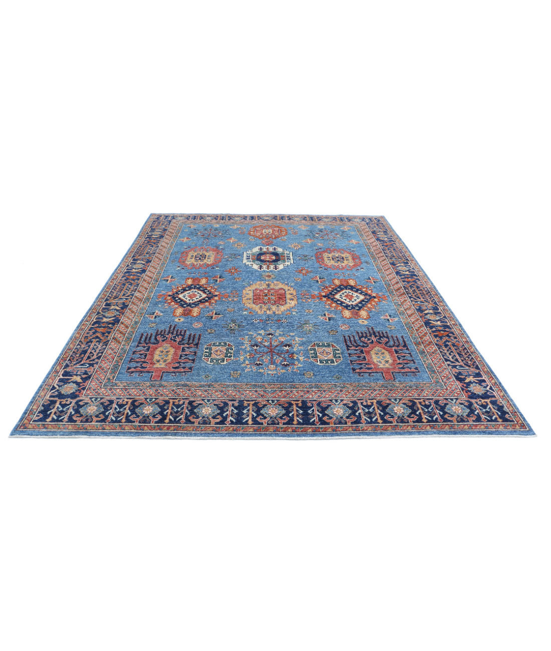 Humna 8'0'' X 9'9'' Hand-Knotted Wool Rug 8'0'' x 9'9'' (240 X 293) / Teal / Blue