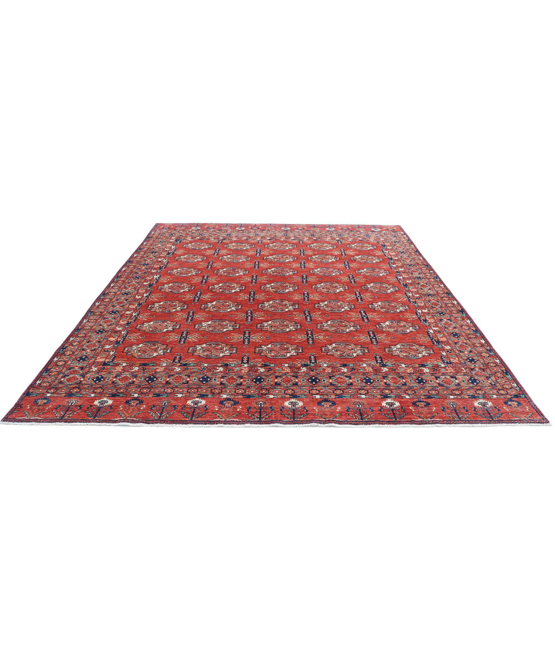 Humna 8'8'' X 10'3'' Hand-Knotted Wool Rug 8'8'' x 10'3'' (260 X 308) / Red / Blue