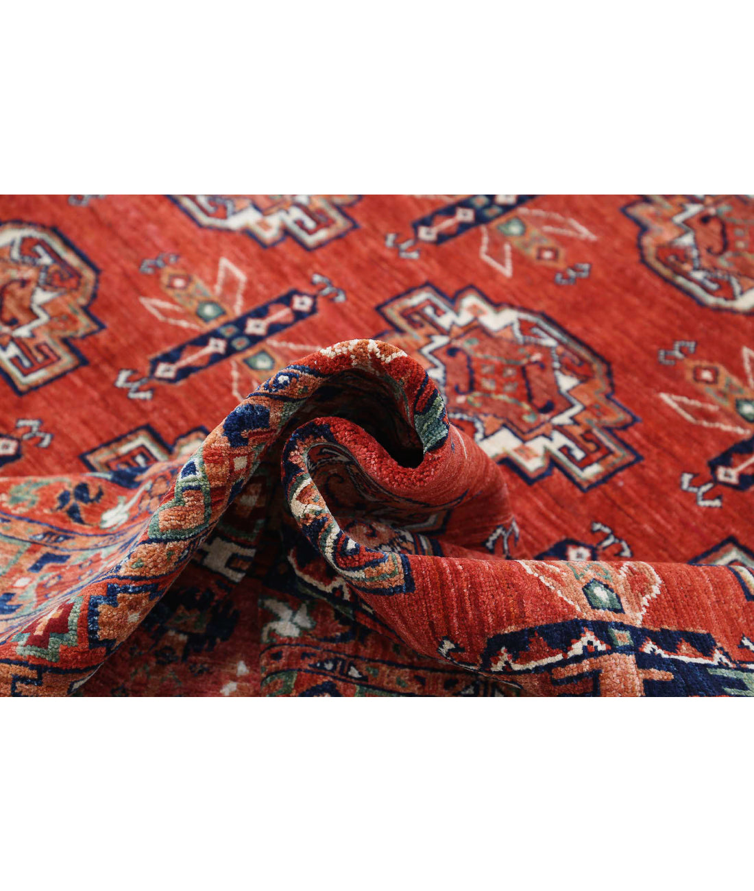 Humna 8'8'' X 10'3'' Hand-Knotted Wool Rug 8'8'' x 10'3'' (260 X 308) / Red / Blue