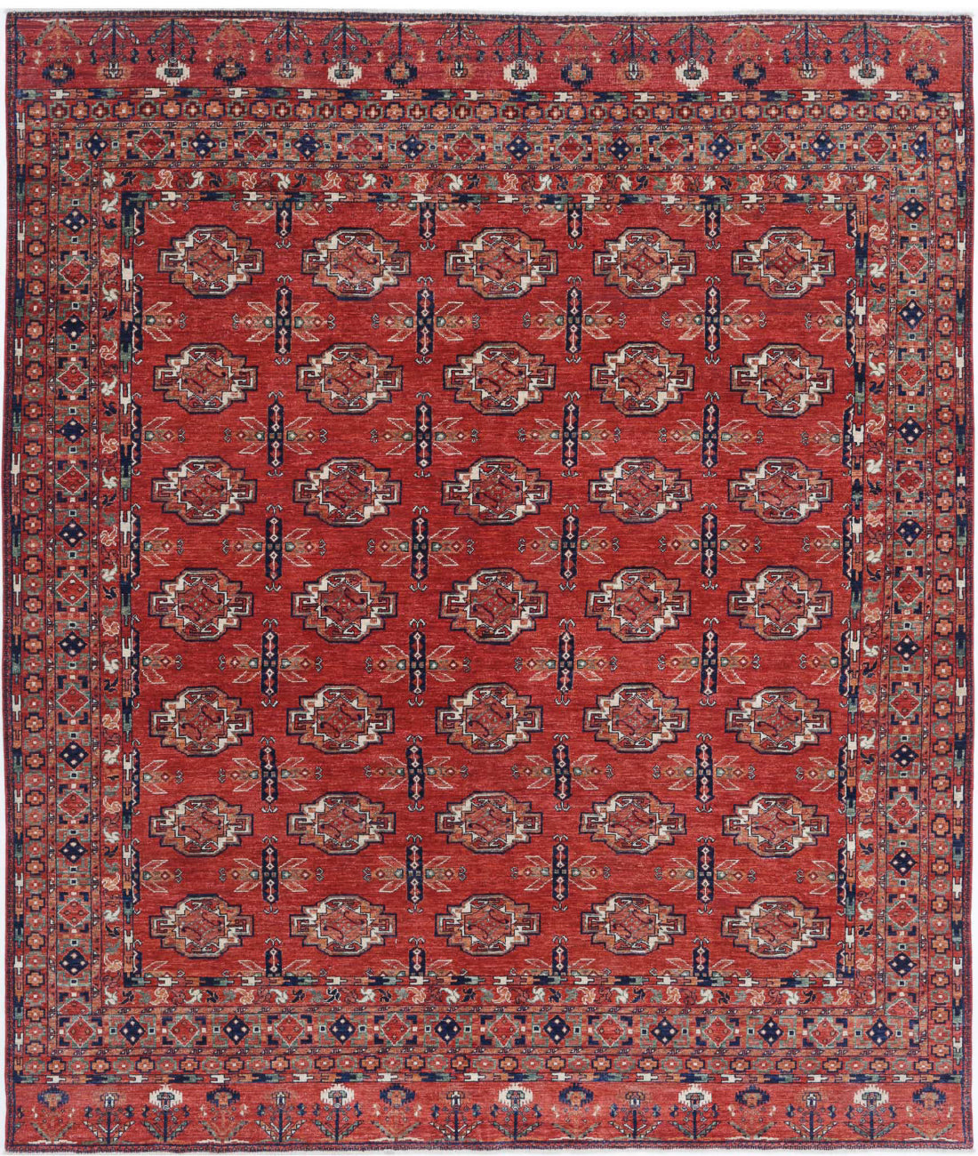 Humna 8'8'' X 10'3'' Hand-Knotted Wool Rug 8'8'' x 10'3'' (260 X 308) / Red / Blue