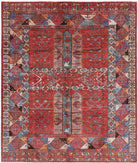 Humna 8'5'' X 9'10'' Hand-Knotted Wool Rug 8'5'' x 9'10'' (253 X 295) / Red / Blue