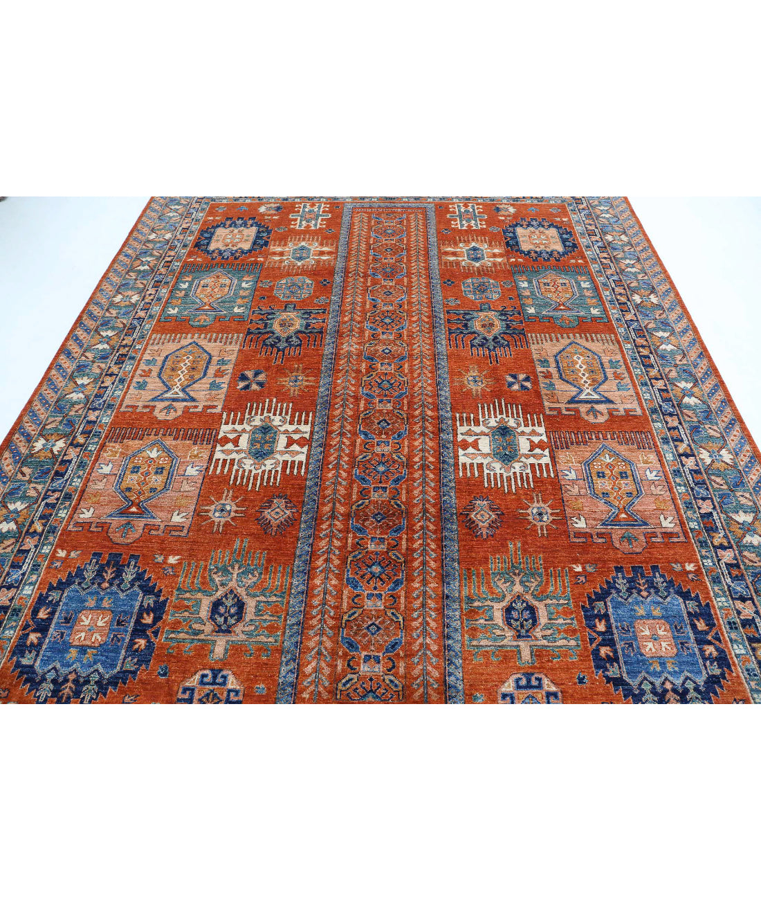 Humna 7'10'' X 9'6'' Hand-Knotted Wool Rug 7'10'' x 9'6'' (235 X 285) / Rust / N/A