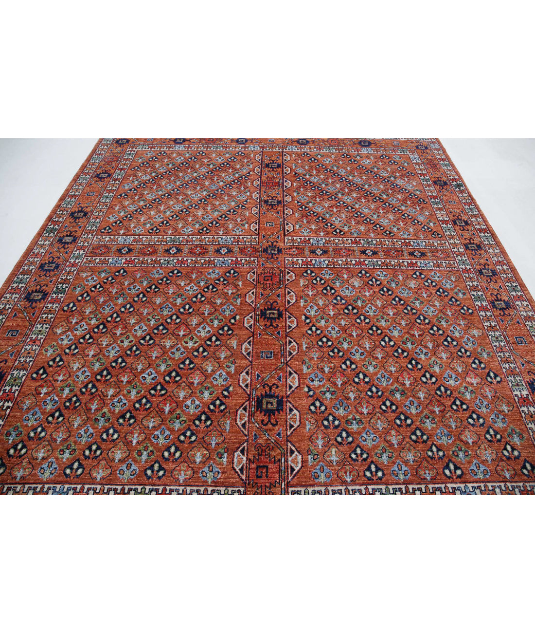 Humna 8'3'' X 9'10'' Hand-Knotted Wool Rug 8'3'' x 9'10'' (248 X 295) / Rust / Ivory